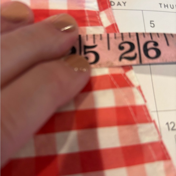 Lafayette 148 New York Coral and White Gingham 3/4 Sleeve Blouse - Picture 6 of 6